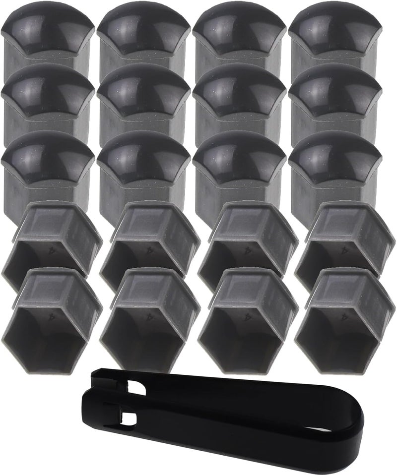 Nihfien 20 Pcs Wheel Lug Nut Covers Bolt Caps,17mm Universal Car Tire Nut Caps Bolt Cover,Hexagonal Plastic Tire Bolt with Removal Tool (Gray) - Image 2